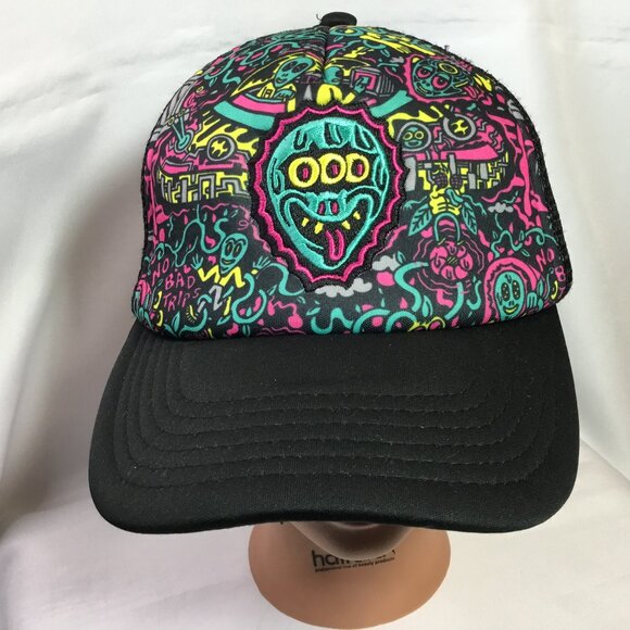 Killer Acid Embroidered Foam Mesh Trucker Black Hat Cap Adult Aliens UFO vibe - Picture 1 of 7